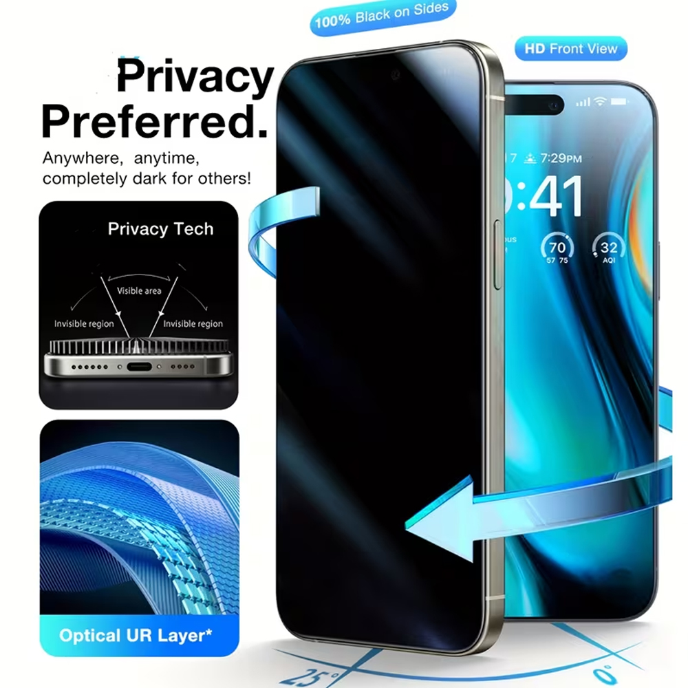 Anti Peek Privacy Tempered Glass - 아이폰 18 프로 맥스 17 에어