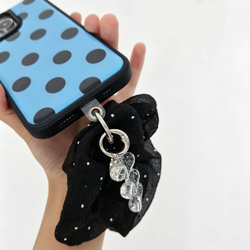 블루 블랙 폴카 도트 폰 케이스, 블랙 라인스톤 스크런 - Clear Shockproof Bumper Case 리뷰 및 가격