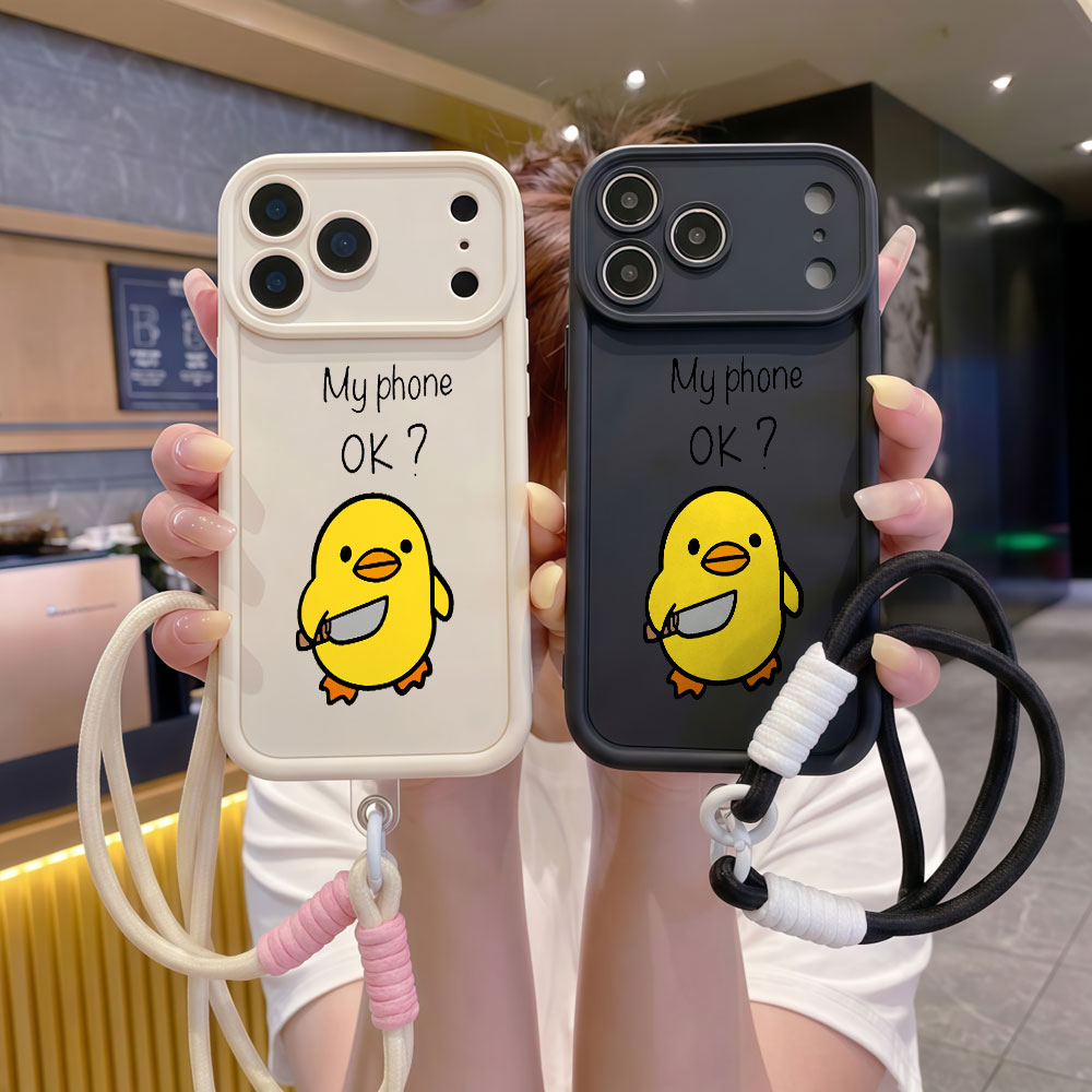 귀여운 만화 오리 손목 스트랩 폰 케이스 (아이폰 16 - Cute Cartoon Wrist Strap Silicone Case 리뷰 및 가격