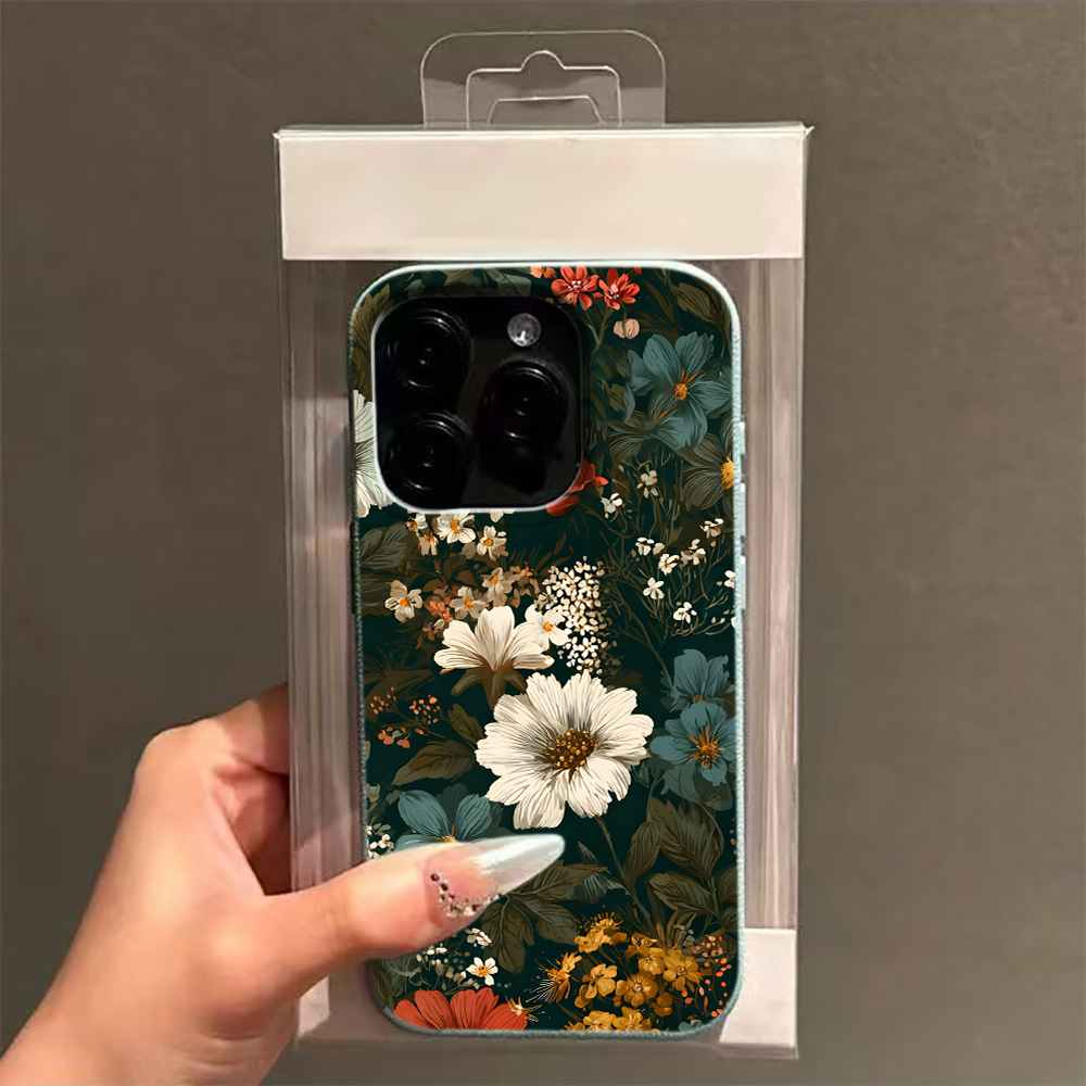 빈티지 스타일의 꽃무늬가 들어간 어두운 색상의 아이폰  - Vintage Floral Pattern Soft Case 리뷰 및 가격