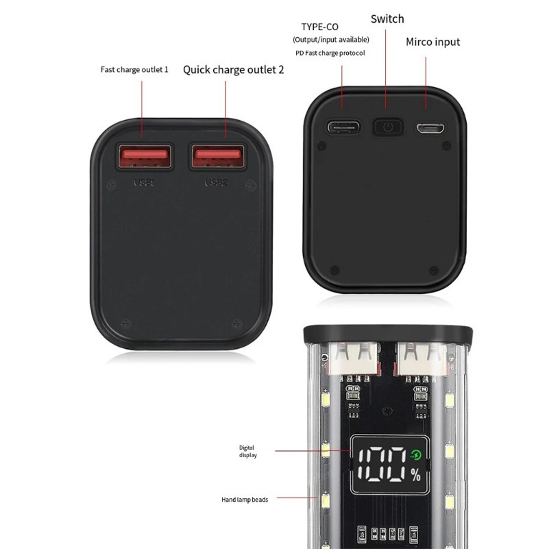 18650 파워뱅크 케이스 USB C 마이크로 USB  - Power Banks 리뷰 및 가격