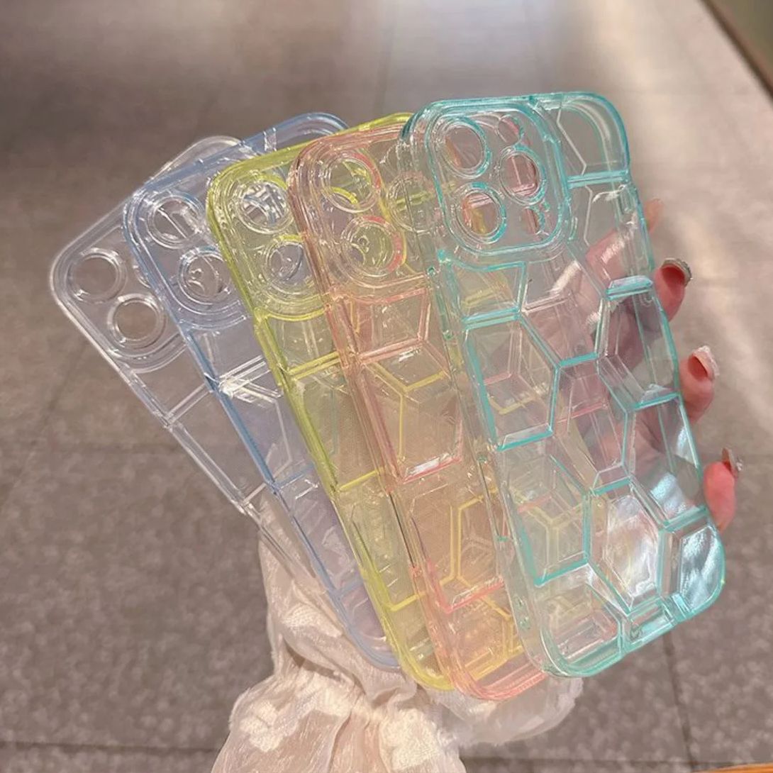 벌집 기하학 축구 패턴 아이폰 16 15 14 13 1 - Clear Shockproof Bumper Case 리뷰 및 가격