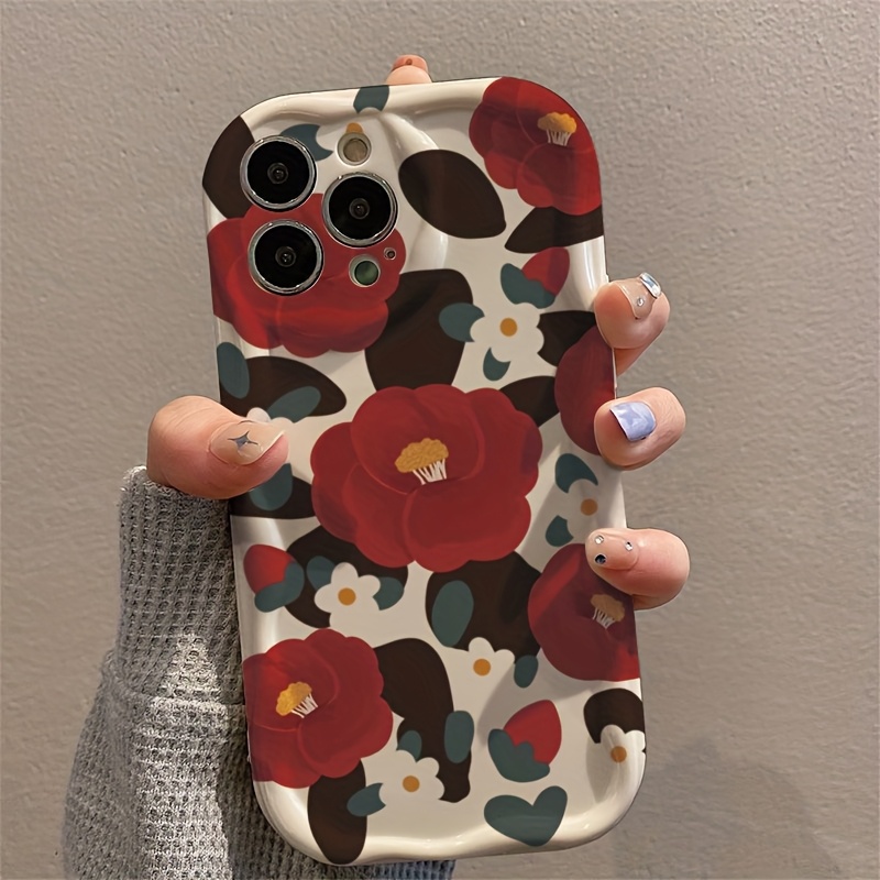 빈티지 레드 카멜리아 꽃무늬 물결 패턴 아이폰 케이스  - Vintage Floral Pattern Soft Case 리뷰 및 가격